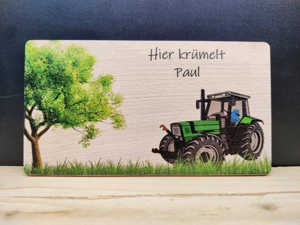Deutz DX Traktor Brettchen mit Wunschnamen